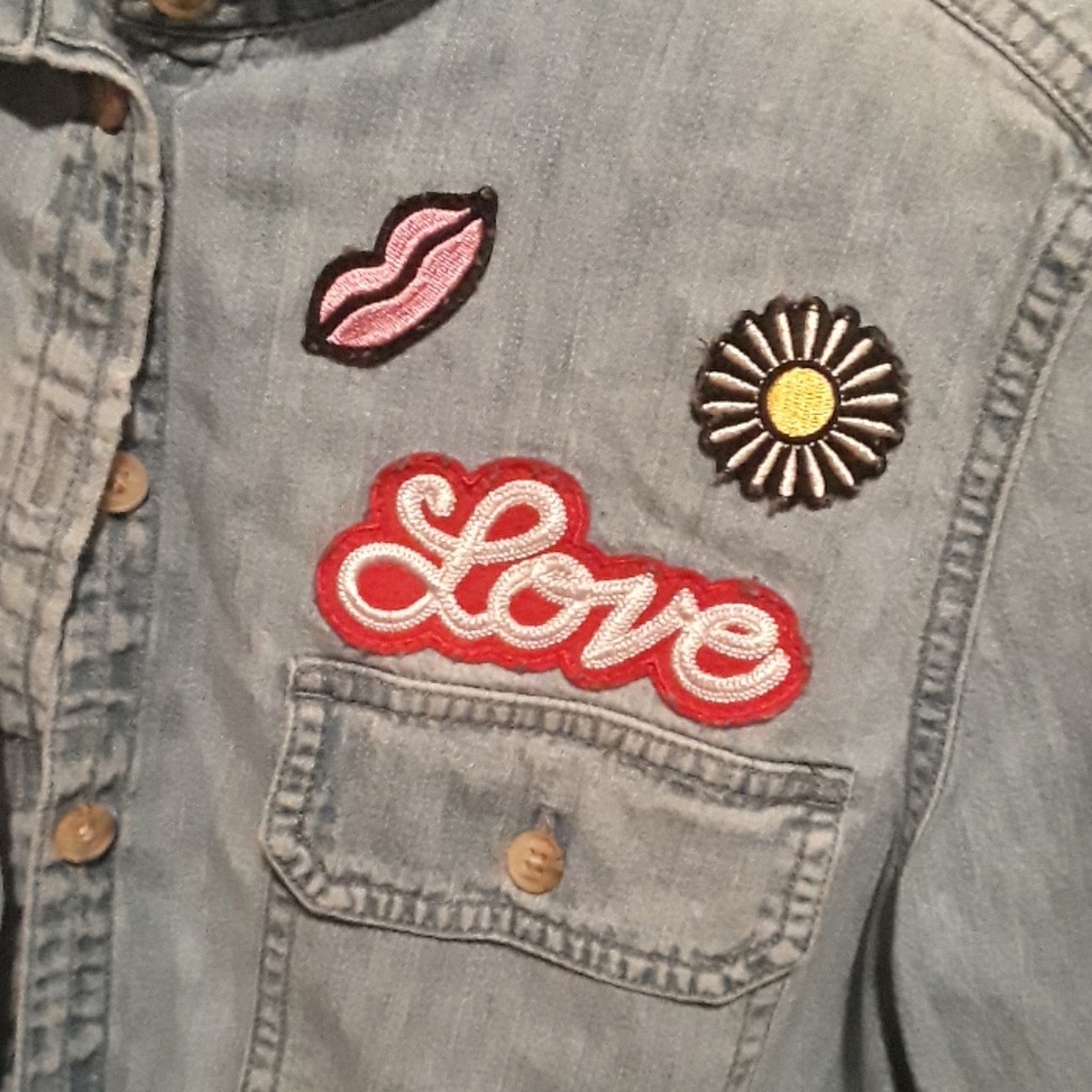 American eagle patchwork button up - Picture 4 of 6